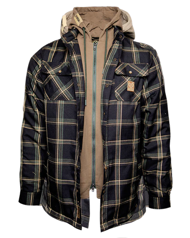 DIXXON - EDC HOODED FLANNEL JACKET - GREEN/BLACK - DX-JK0097