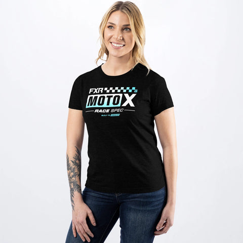 FXR WOMEN'S MOTO PREMIUM BOYFRIEND T-SHIRT - BLK/SEAFOAM - 222224-1059