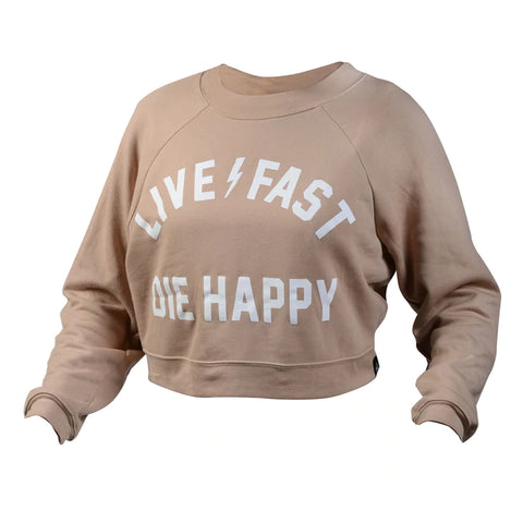 FASTHOUSE Die Happy Women's Cropped Pullover - Heather Sand - 3078-1601