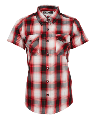 DIXXON CAPONE BAMBOO SHORT SLEEVE BUTTON UP - WOMENS RED/BLK DX-BB0029W