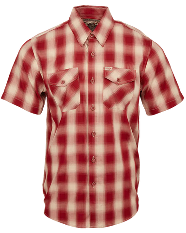 DIXXON SONOMA BAMBOO SHORT SLEEVE BUTTON UP - MENS RED/BEIGE DX-BB0031M