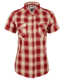 DIXXON SONOMA BAMBOO SHORT SLEEVE BUTTON UP - WOMENS - RED/BEIGE DX-BB0031W